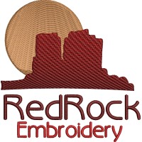 Red Rock Embroidery logo - Similar company to Caveman Printing & Apparel