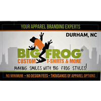 Big Frog Custom T shirts & More of Durham logo - Similar company to Mac Ink.
