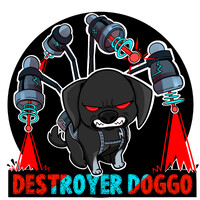 Destroyer Doggo logo - Similar company to Fribbly Games