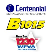 B101.5 WBQB, NewsTalk1230 WFVA, and Centennial Broadcasting Digital Solutions logo - Similar company to Plants Map