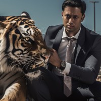 Riding Tiger with Arijit logo - Similar company to Glam World Face