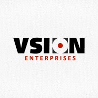 Vsion Enterprises logo - Similar company to Pixals. Micro Led Walls + Screens. La Based.